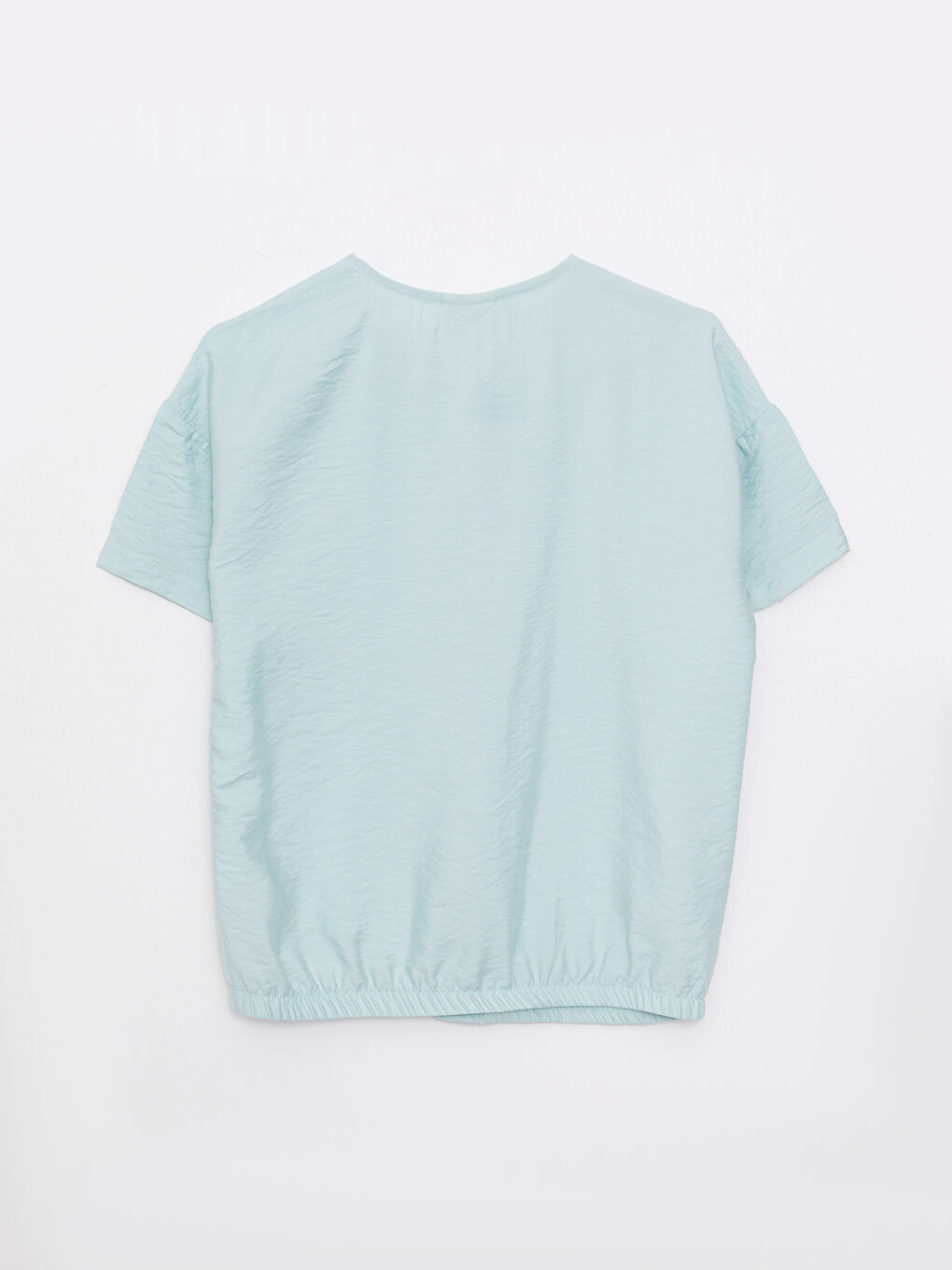 Crew Neck Basic Short Sleeve Girls Blouse-1