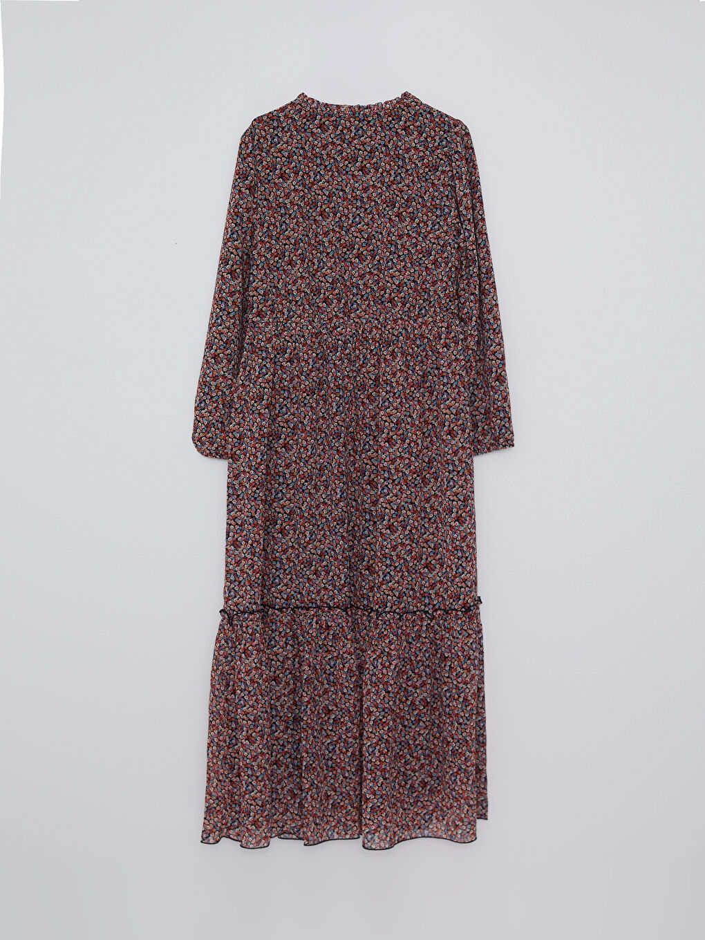 LCWAIKIKI Classic Tie Neck Patterned Long Sleeve Chiffon Women's Dress -S2HE80Z8-F9C