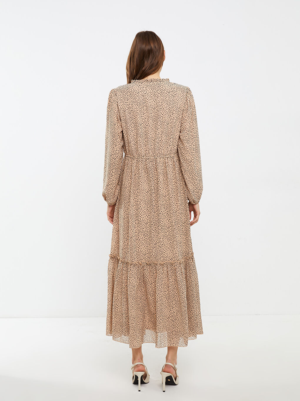 LCWAIKIKI Classic Robe à Manches Longues à Motif avec Col Lavallière pour Femmes -S2HE80Z8-LQB