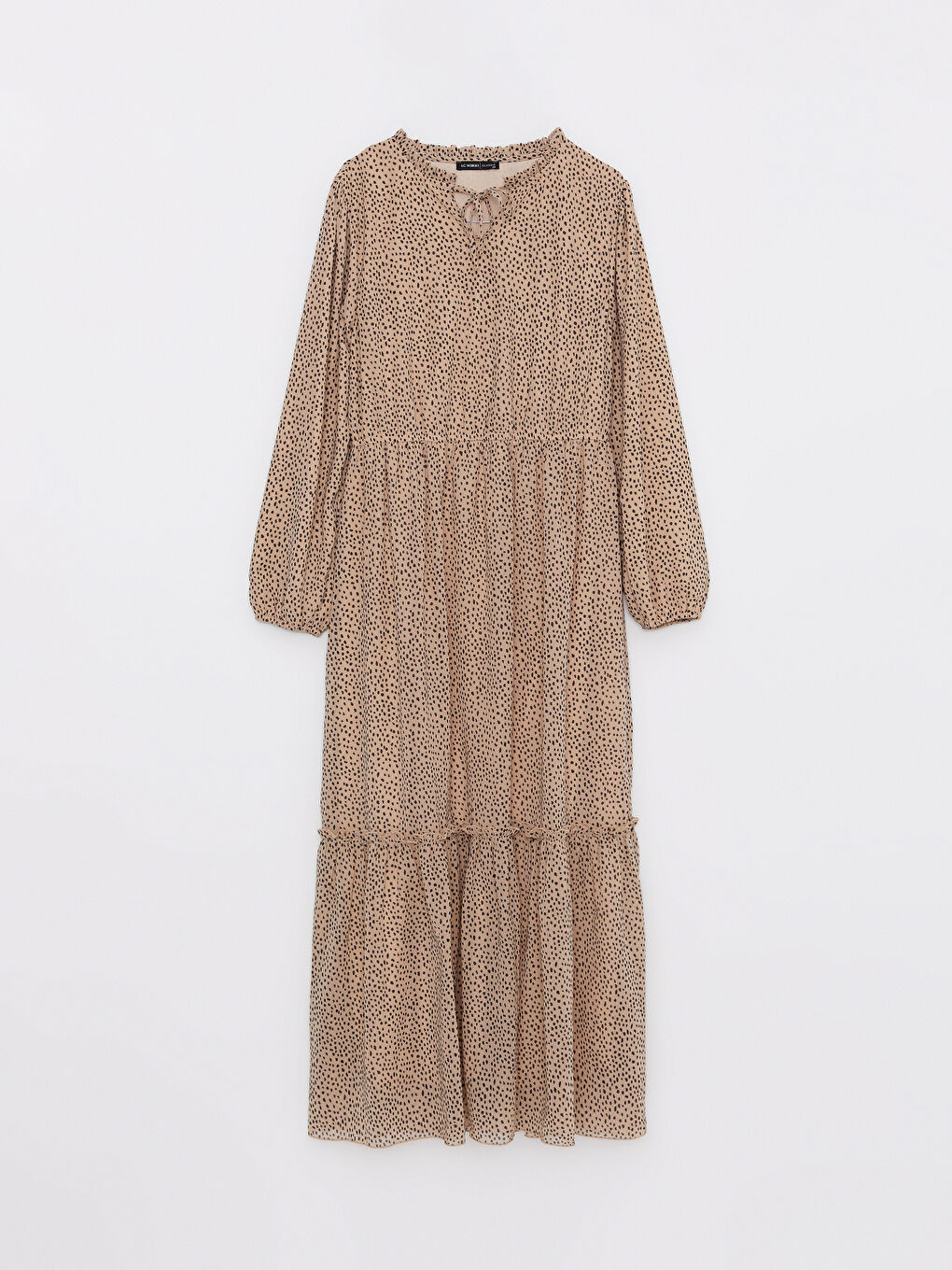 LCWAIKIKI Classic Robe à Manches Longues à Motif avec Col Lavallière pour Femmes -S2HE80Z8-LQB