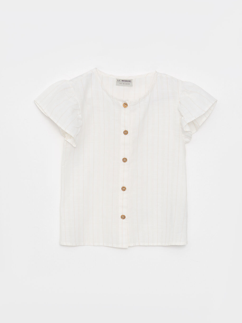 Crew Neck Striped Short Sleeve Poplin Girl Shirt