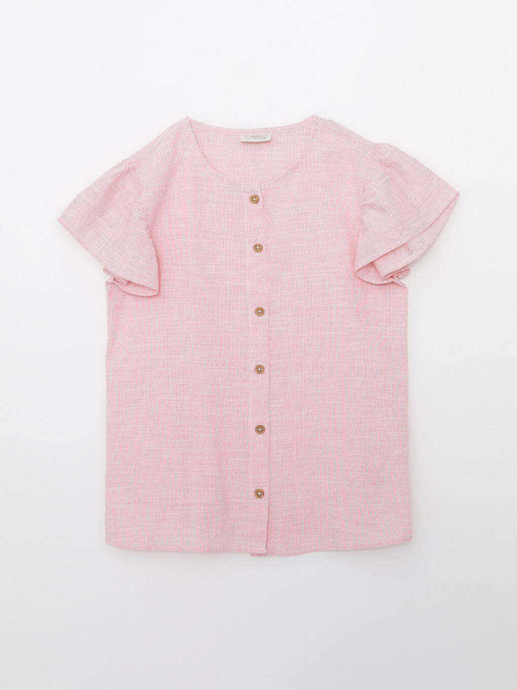 Pembe Bisiklet Yaka Çizgili Kısa Kollu Poplin Kız Çocuk Gömlek