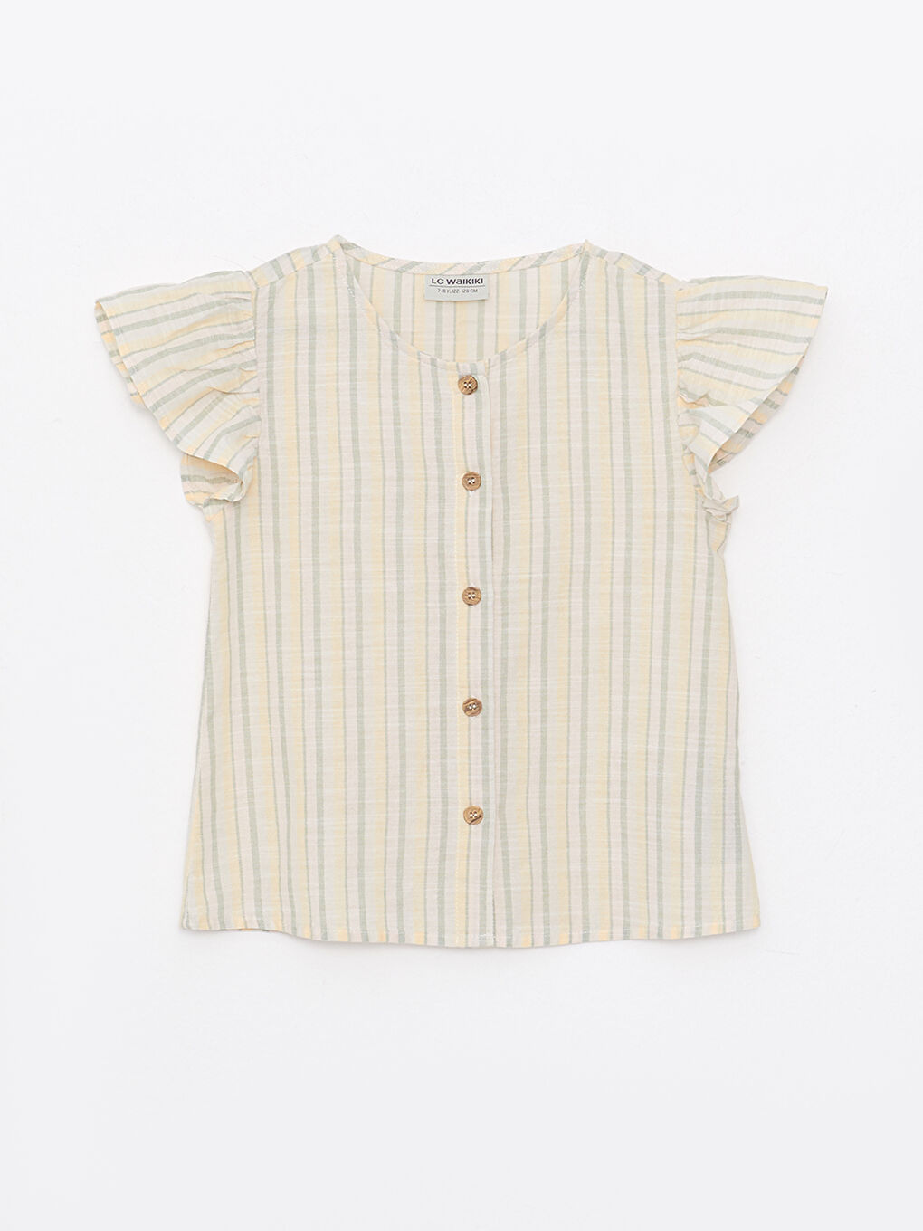 Crew Neck Striped Short Sleeve Poplin Girl Shirt