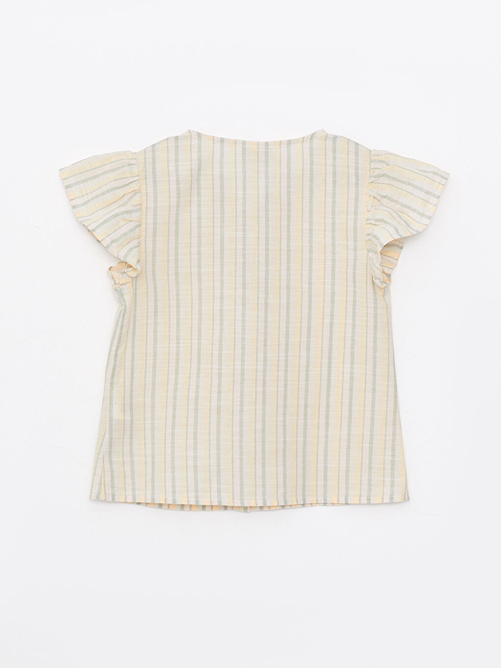 Crew Neck Striped Short Sleeve Poplin Girl Shirt-1