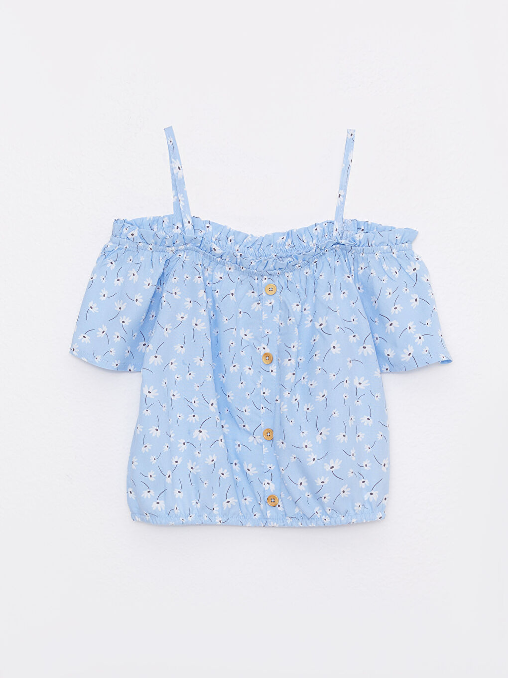 Boat Neck Pattern Short Sleeve Viscose Girls Blouse