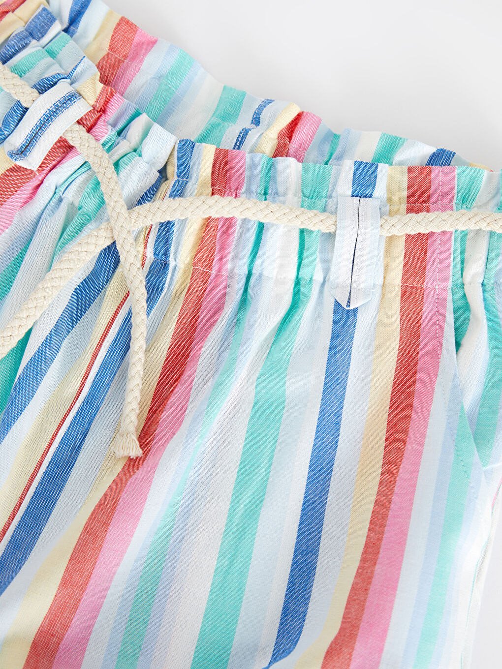 Elastic Waist Striped Poplin Girl's Trousers-2