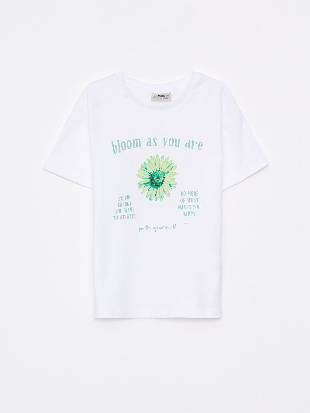 Crew Neck Printed Short Sleeve Cotton Girl T-shirt