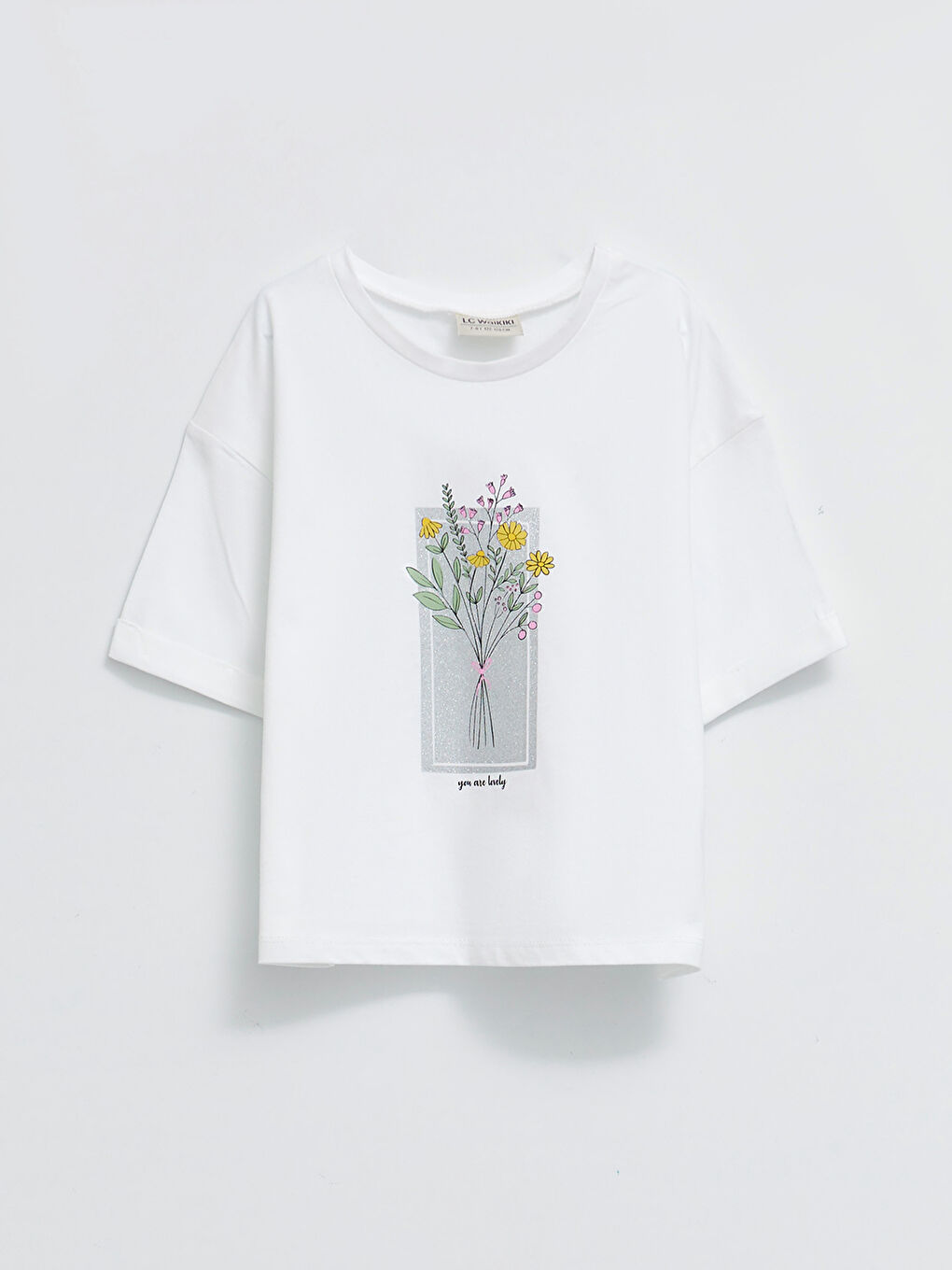 Crew Neck Printed Short Sleeve Cotton Girl T-shirt