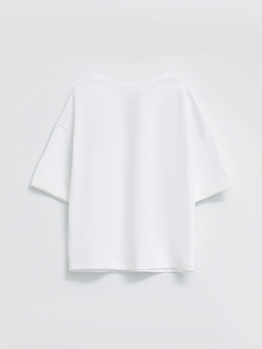 Crew Neck Printed Short Sleeve Cotton Girl T-shirt-1