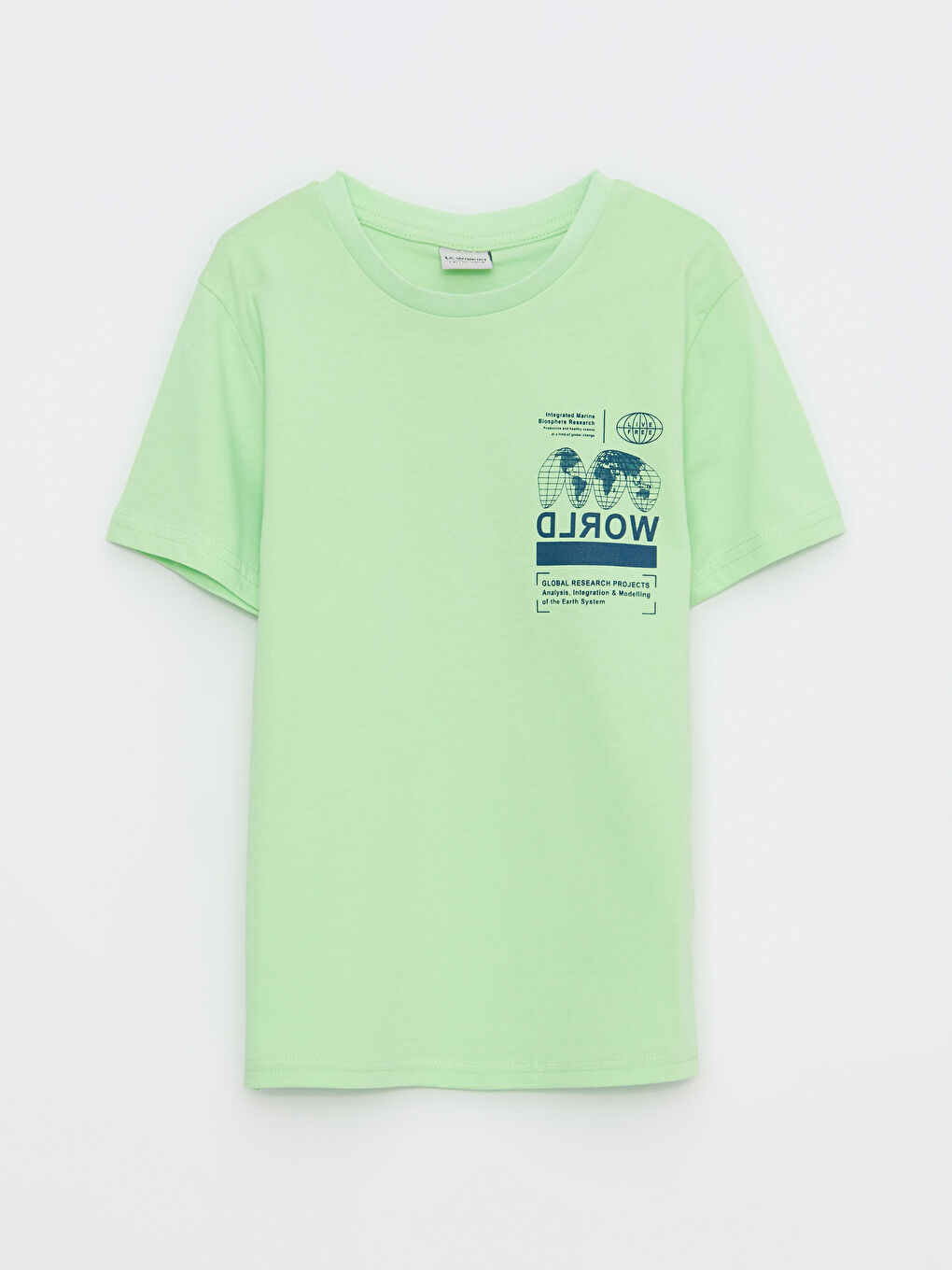 Yeşil Bisiklet Yaka Baskılı Kısa Kollu Pamuklu Erkek Çocuk Tişört