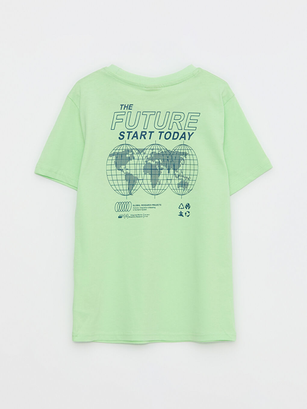 Yeşil Bisiklet Yaka Baskılı Kısa Kollu Pamuklu Erkek Çocuk Tişört-1