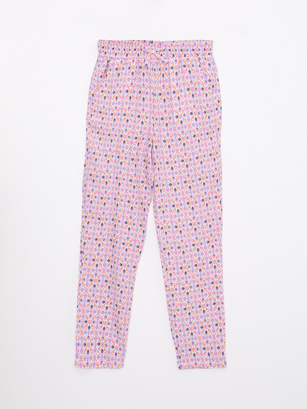 Elastic Waist Patterned Viscose Girl Trousers