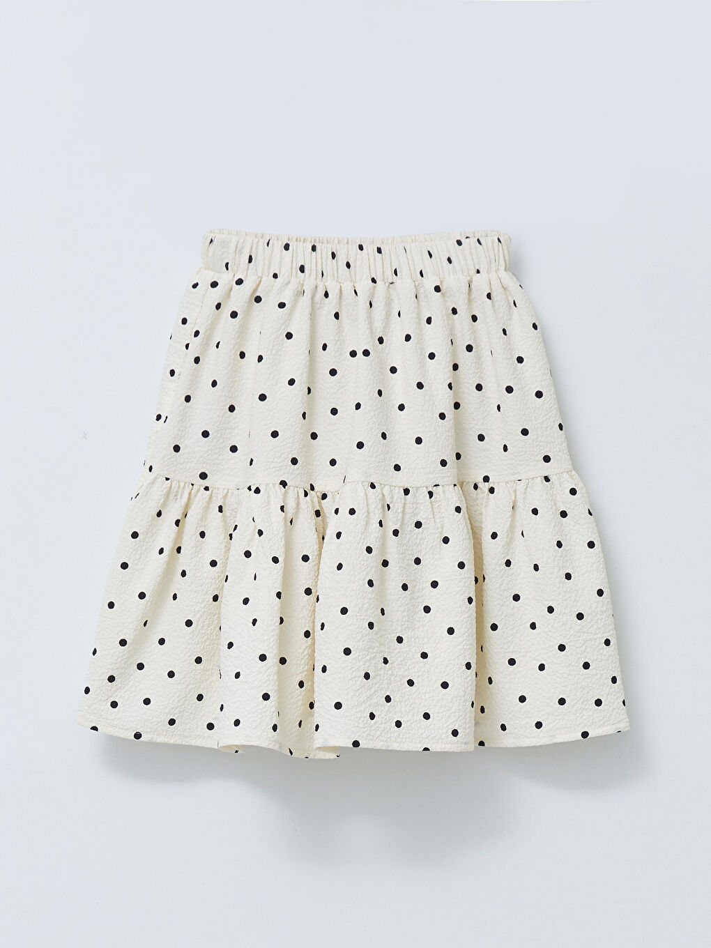 Ekru Beli Lastikli Puantiyeli Kız Çocuk Etek-1