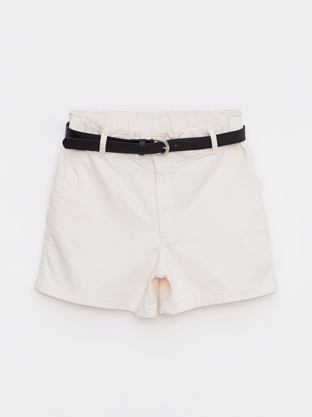 LCW Kids Elastic Waist Basic Gabardine Girl Shorts and Belt -S2HF74Z4-FRC