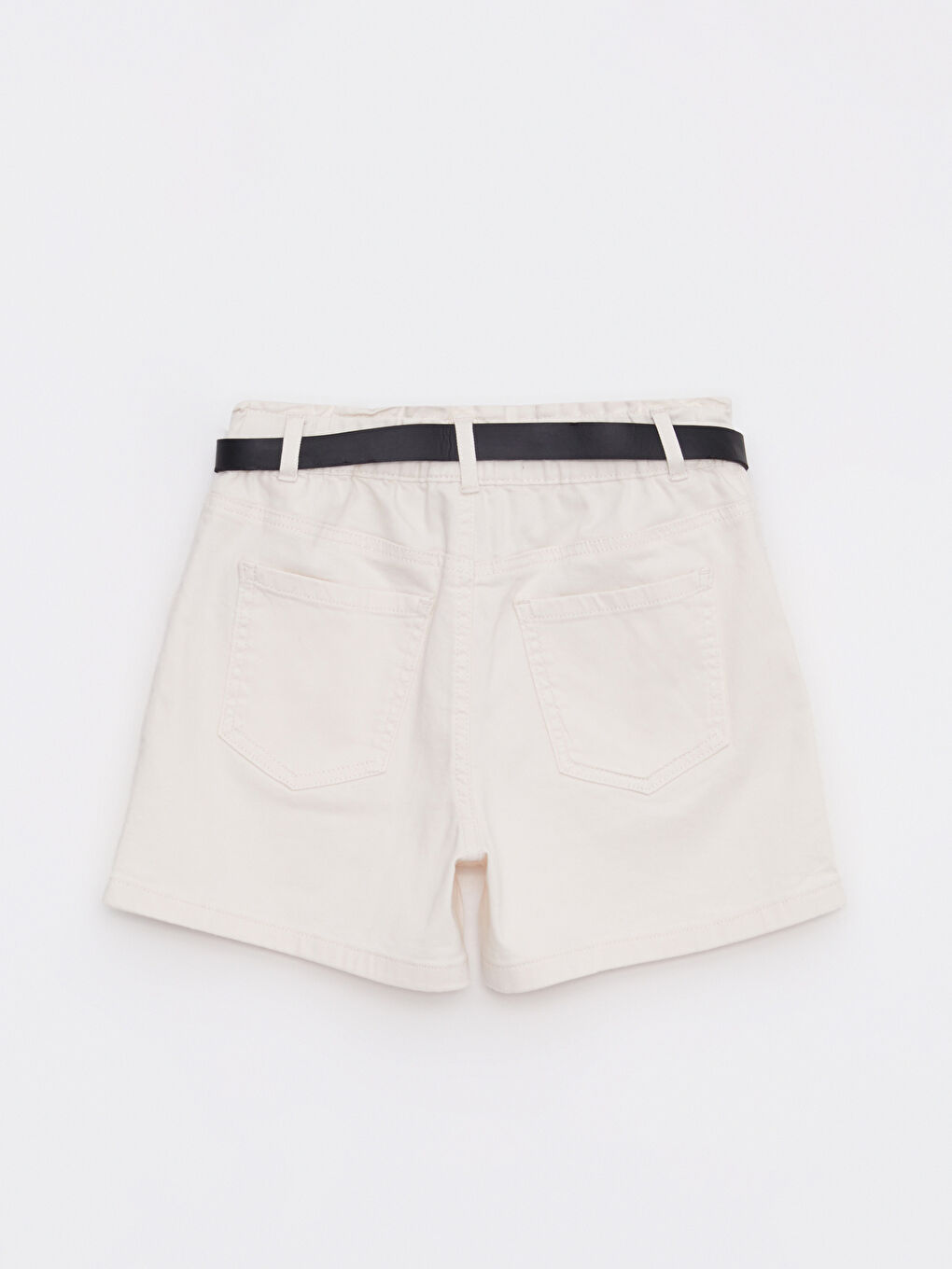 LCW Kids Elastic Waist Basic Gabardine Girl Shorts and Belt -S2HF74Z4-FRC