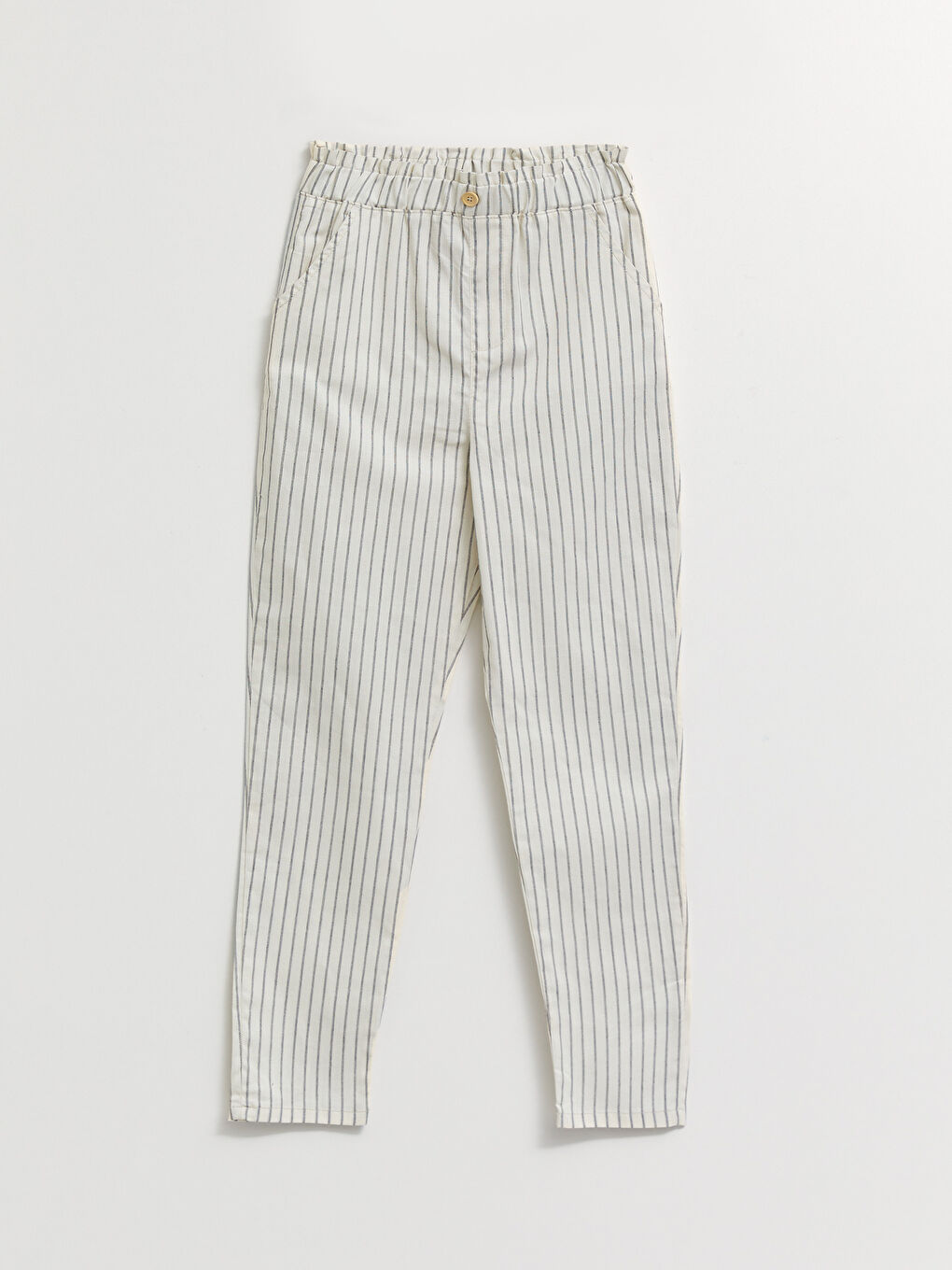 Elastic Waist Striped Gabardine Girl Trousers