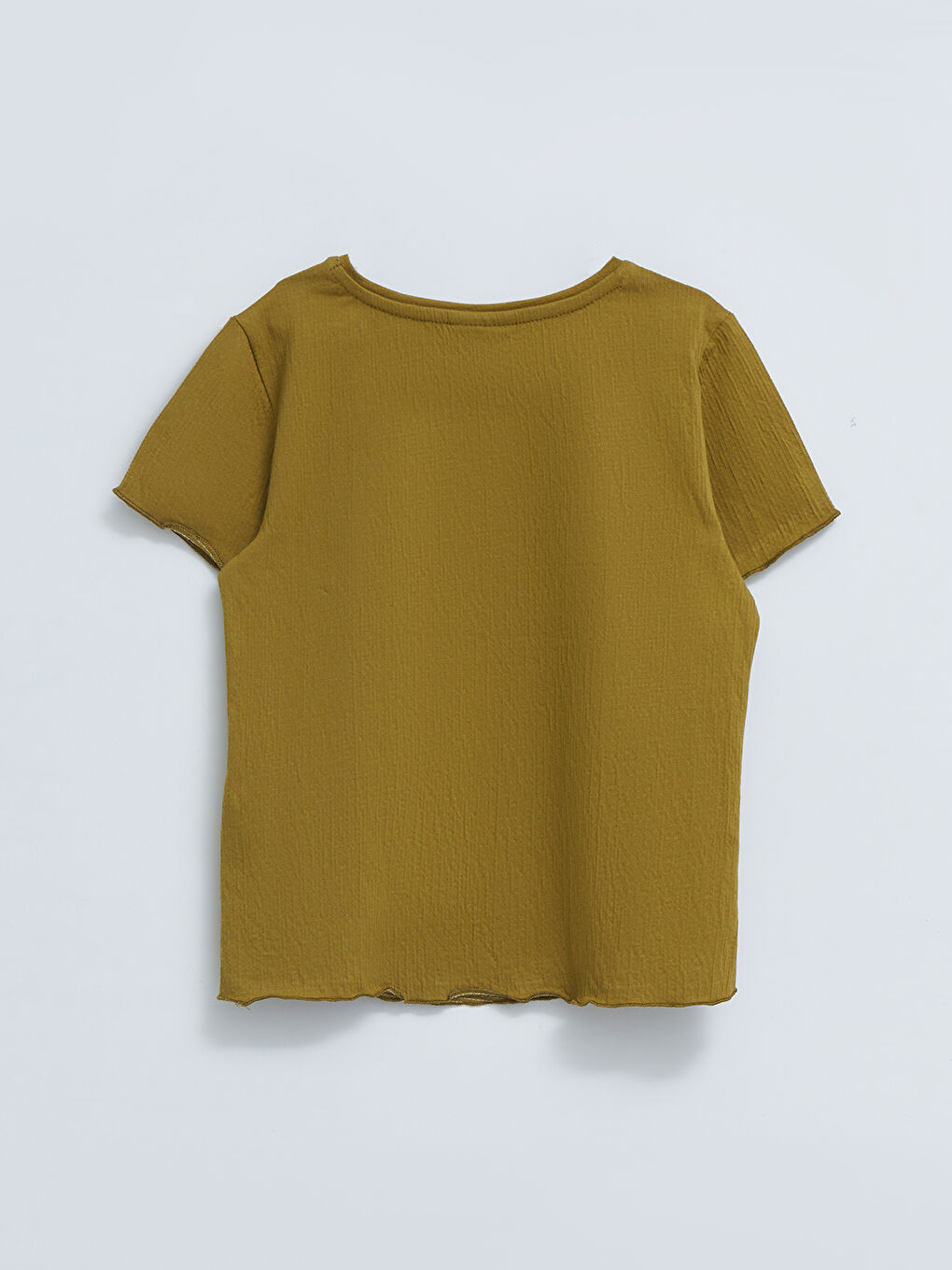 Crew Neck Basic Short Sleeve Girls Blouse-1
