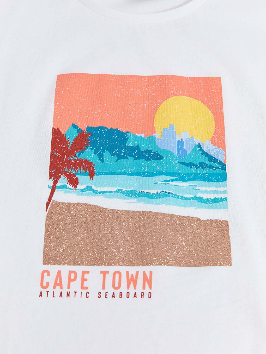 تيشيرت بناتي ياقة دائرية كم قصير قطن مطبوع-1