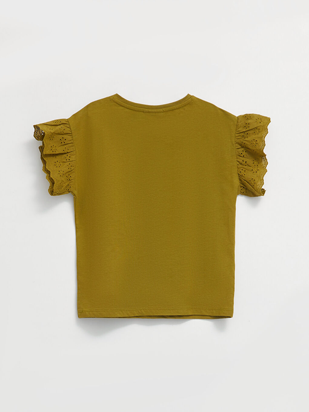 Crew Neck Basic Short Sleeve Cotton Girls' Blouse-1