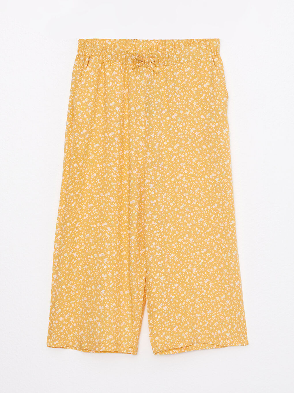 Elastic Waist Pattern Wide Leg Viscose Girl Capri