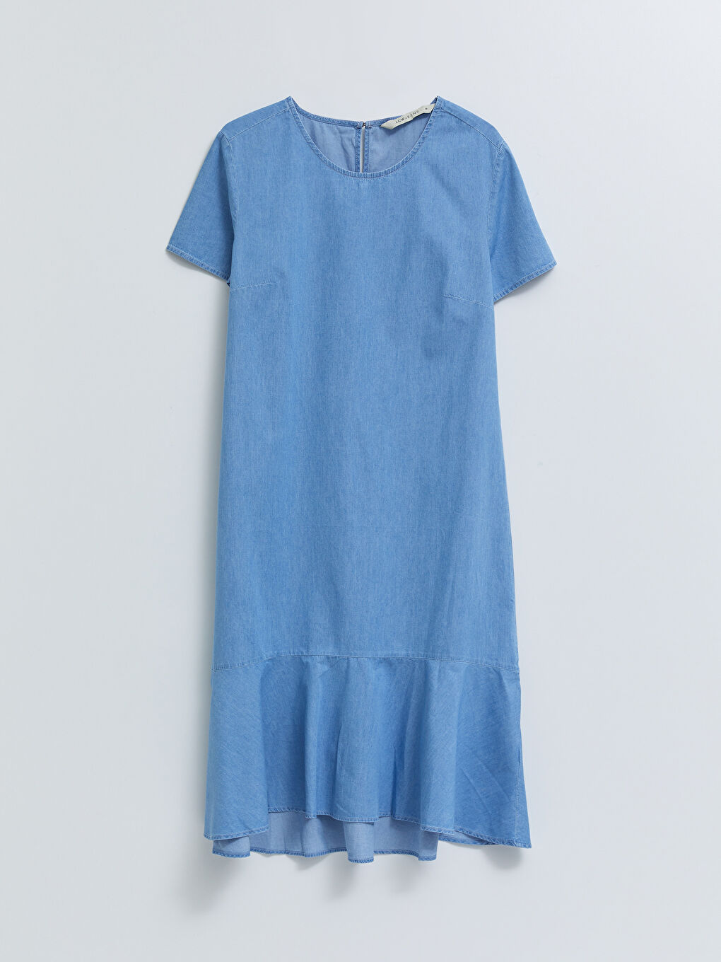 Crew Neck Plain Short Sleeve Women's Denim Dress -S2HG28Z8-315