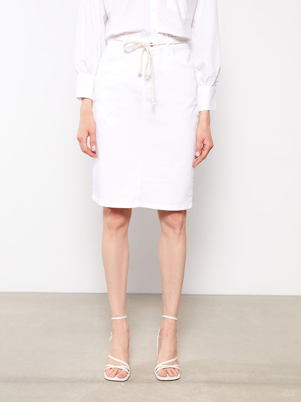 Women's Slim Fit Straight Pocket Detailed Rodeo Jean Skirt-3