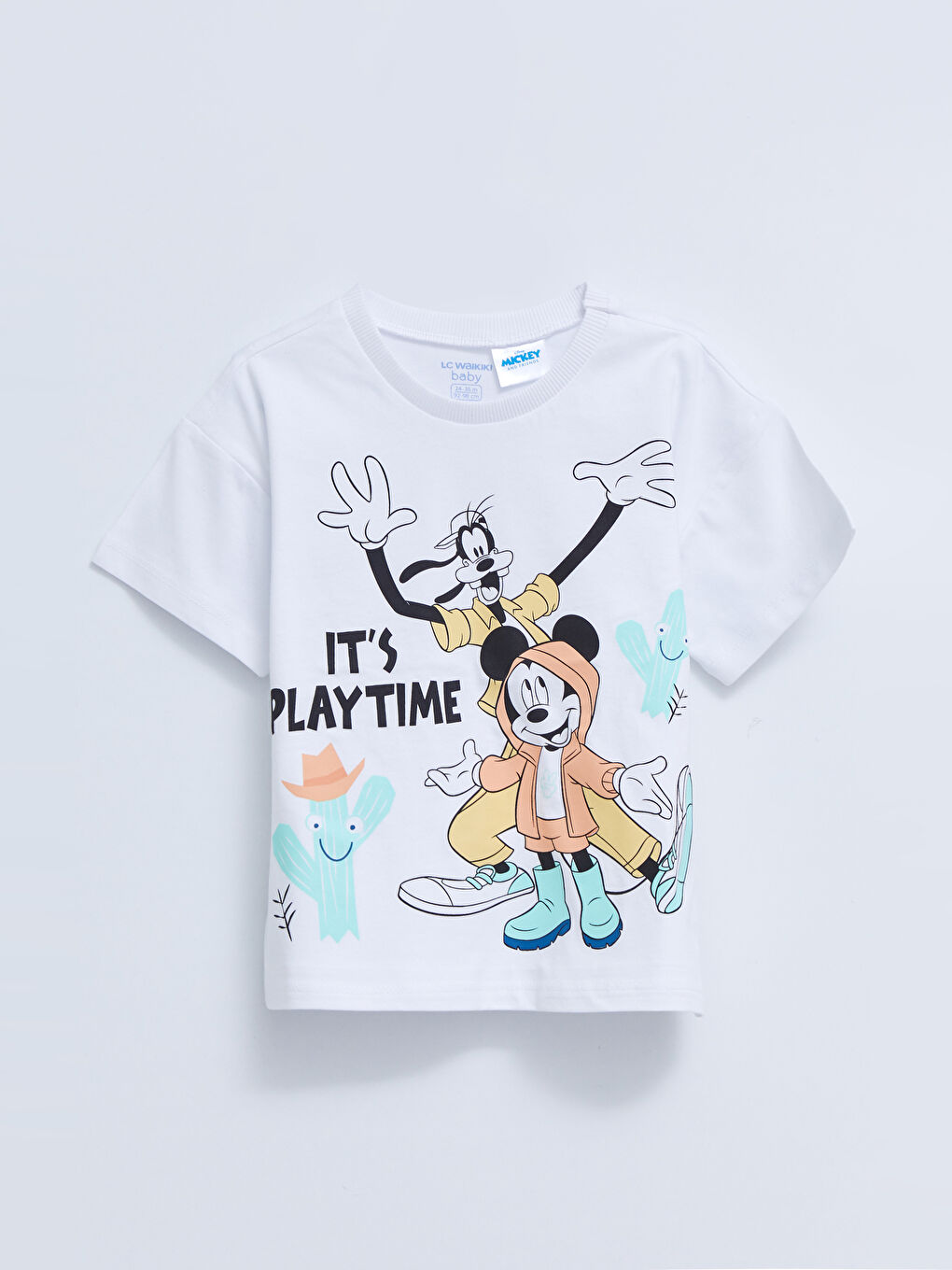 Crew Neck Short Sleeve Mickey Mouse Printed Cotton Baby Boy T-Shirt and Shorts 2-Piece Set-1