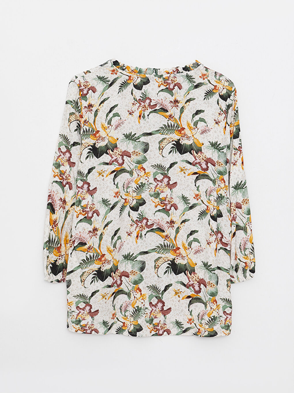 LCW Grace Henley Neckline Patterned Long Sleeve Viscose Women's Shirt -S2HG52Z8-LRA