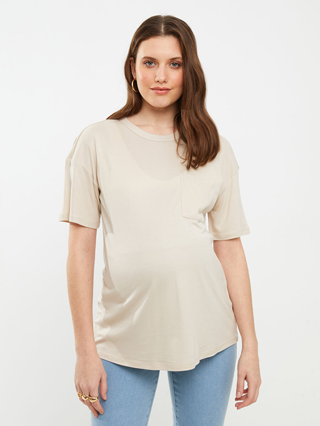 Crew Neck Regular Short Sleeve Maternity T-shirt -S2HG57Z8-G8H