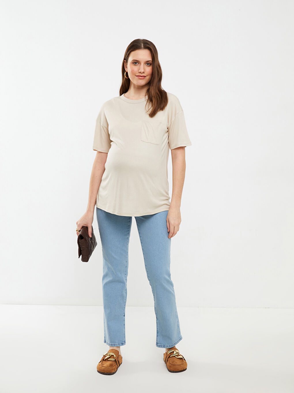 Crew Neck Regular Short Sleeve Maternity T-shirt -S2HG57Z8-G8H