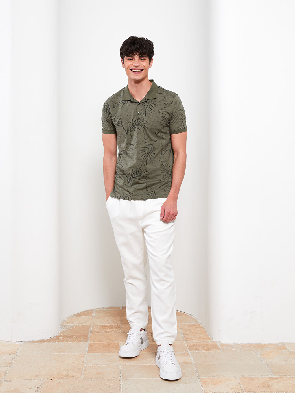XSIDE Polo Neck Short Sleeve Patterned Jersey Men's T-Shirt -S2HG63Z8-Q1B