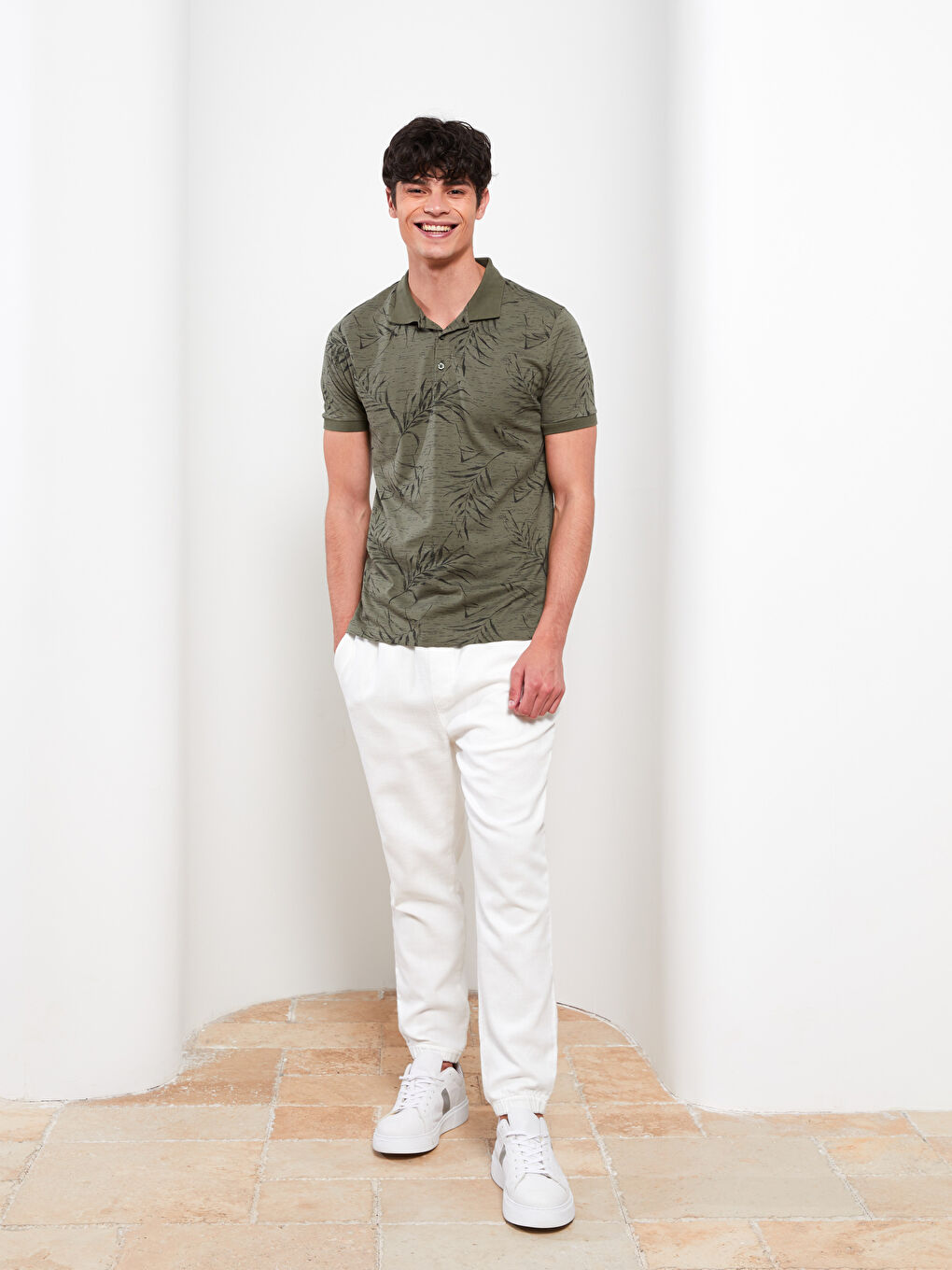 XSIDE Polo Neck Short Sleeve Patterned Jersey Men's T-Shirt -S2HG63Z8-Q1B
