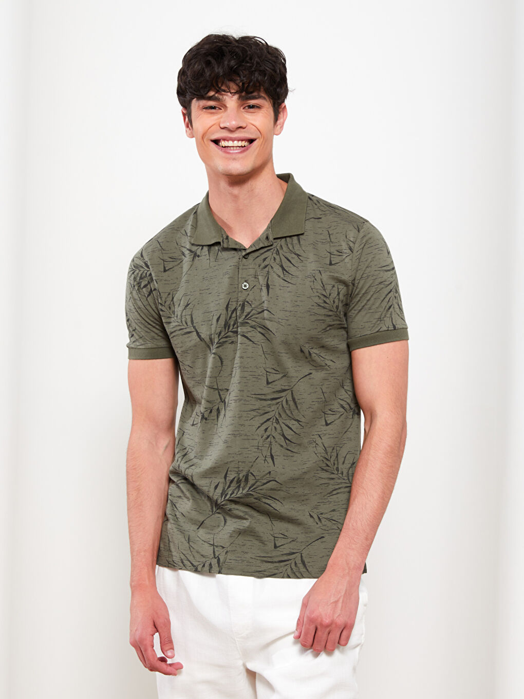 XSIDE Polo Neck Short Sleeve Patterned Jersey Men's T-Shirt -S2HG63Z8-Q1B