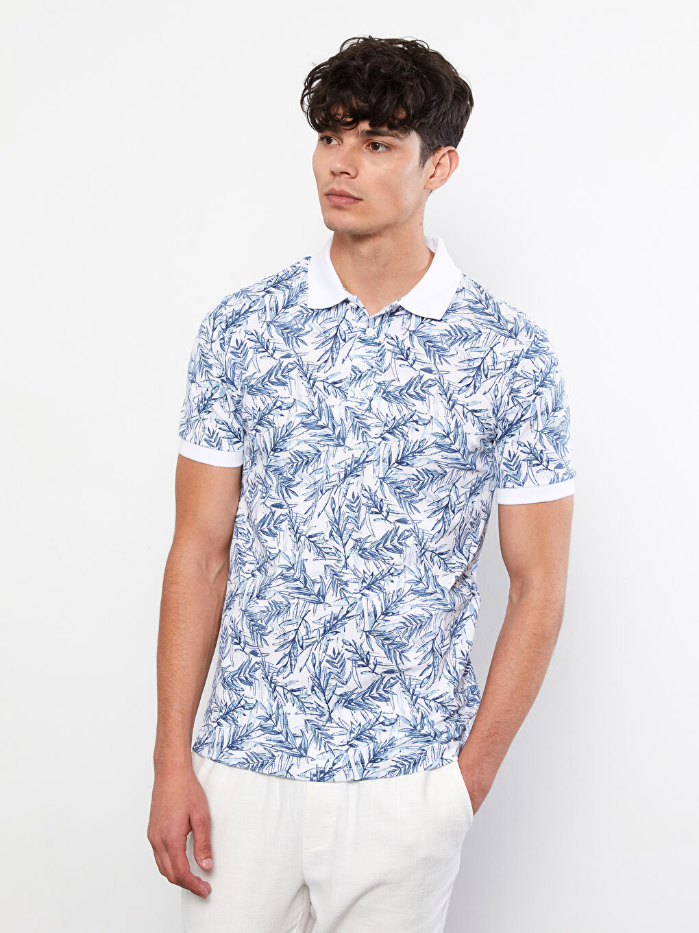 XSIDE Polo Neck Short Sleeve Patterned Pique Men's T-Shirt -S2HG68Z8-Q6K