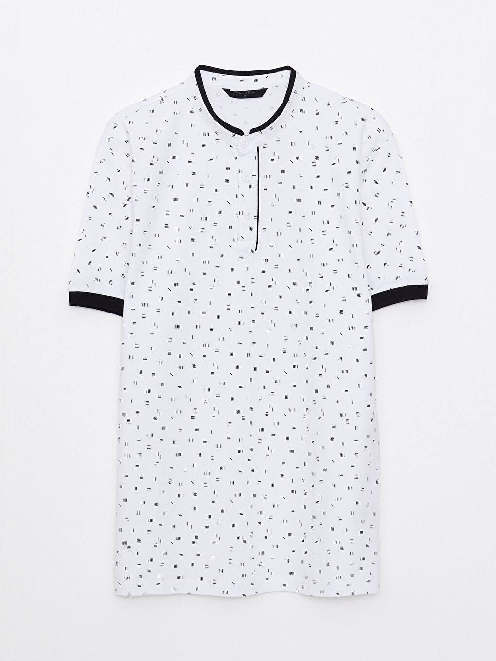 Grandad Collar Short Sleeve Patterned Men's T-Shirt-5