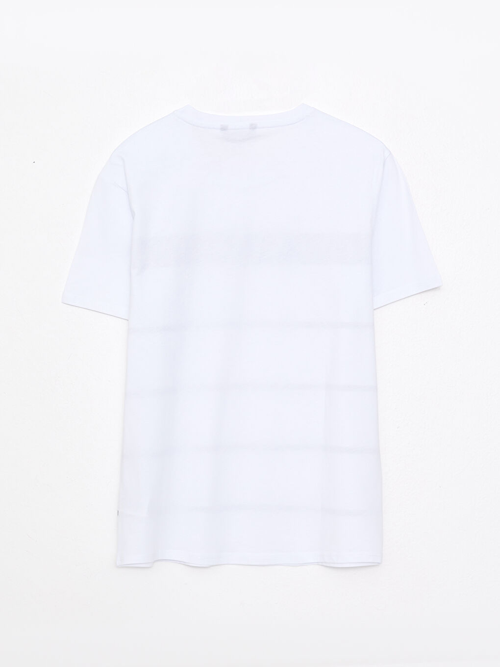 Beyaz Bisiklet Yaka Kısa Kollu Çizgili Penye Erkek Tişört-1