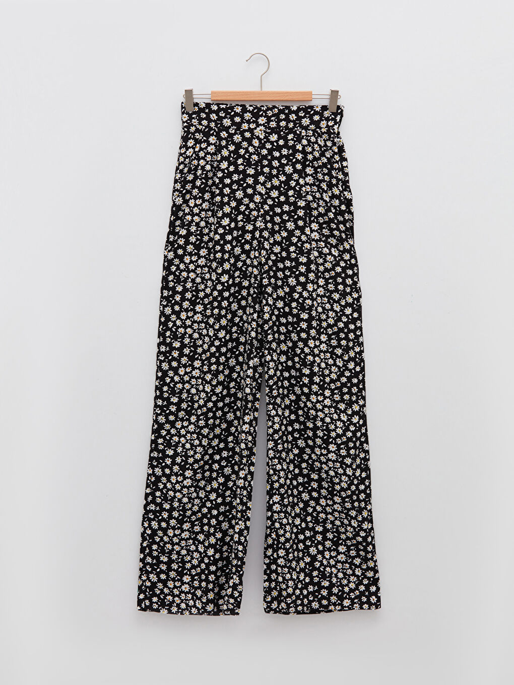 Pantaloni din Vâscoză cu Talie cu Fermoar, Detalii Florale și Buzunare pentru Femei