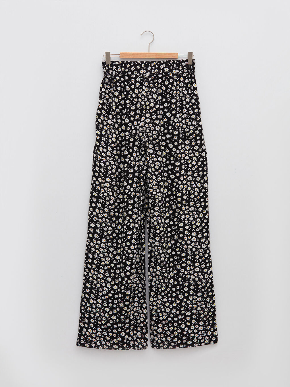 Pantaloni din Vâscoză cu Talie cu Fermoar, Detalii Florale și Buzunare pentru Femei-1