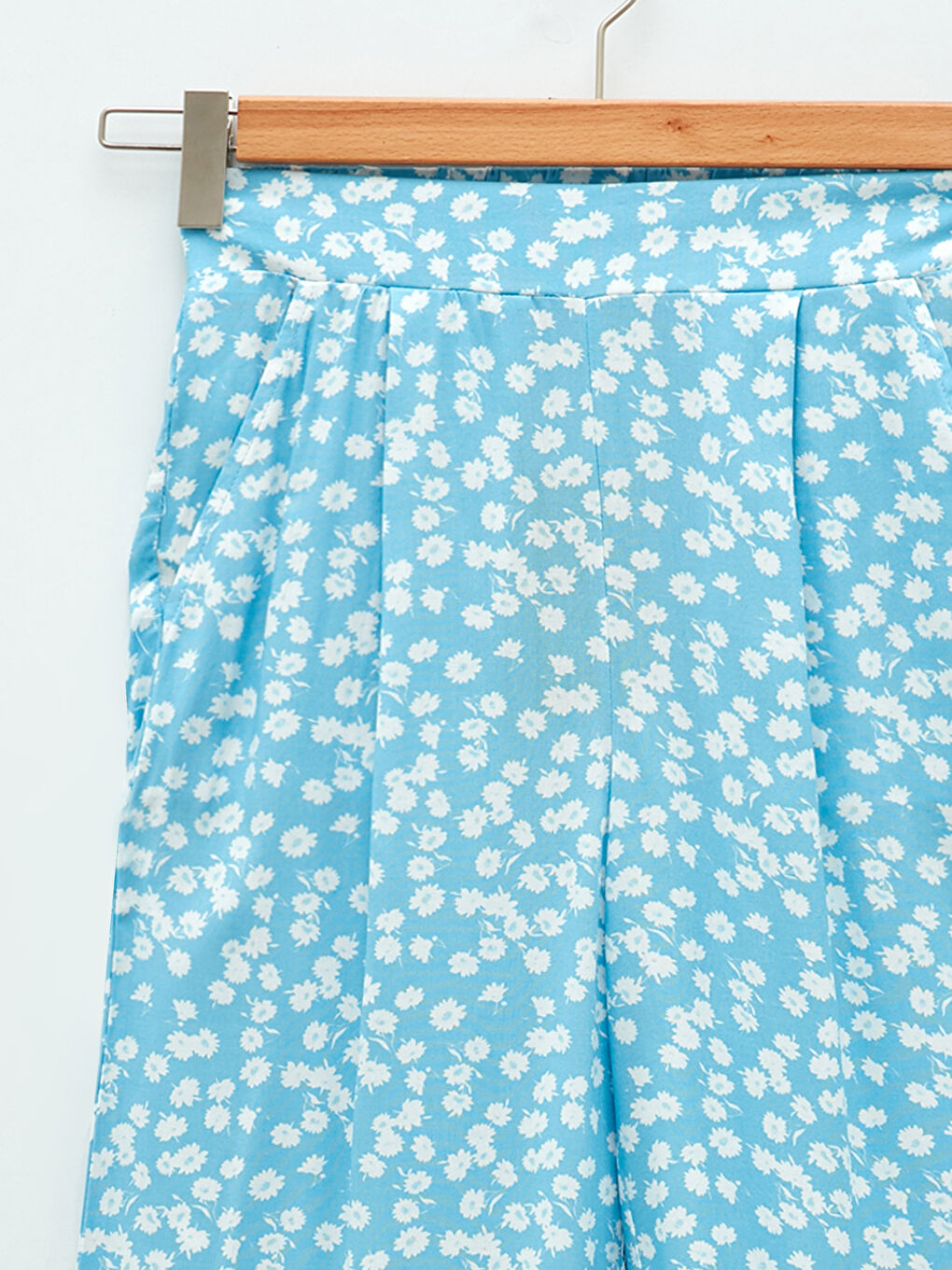 Pantaloni din Vâscoză cu Talie cu Fermoar, Detalii Florale și Buzunare pentru Femei-2