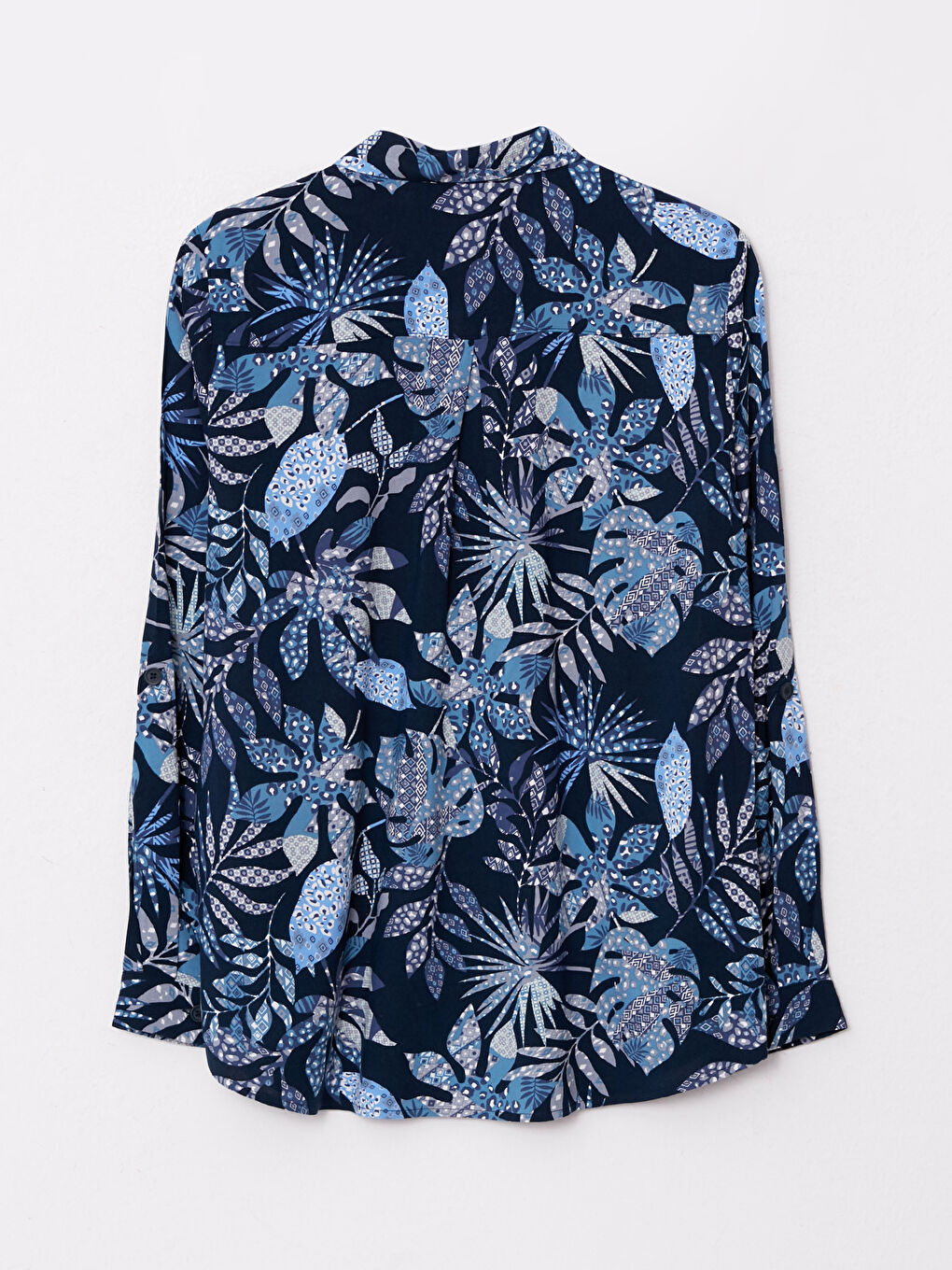 Front Button Closure Patterned Long Sleeve Viscose Women's Shirt-6