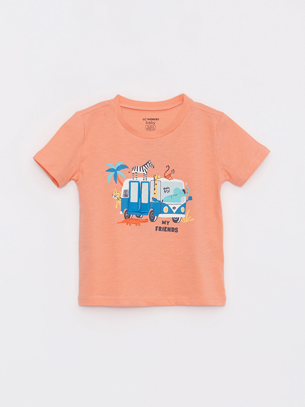 T-shirt Bébé Garçon en Coton Imprimé à Manches Courtes et Col Rond.