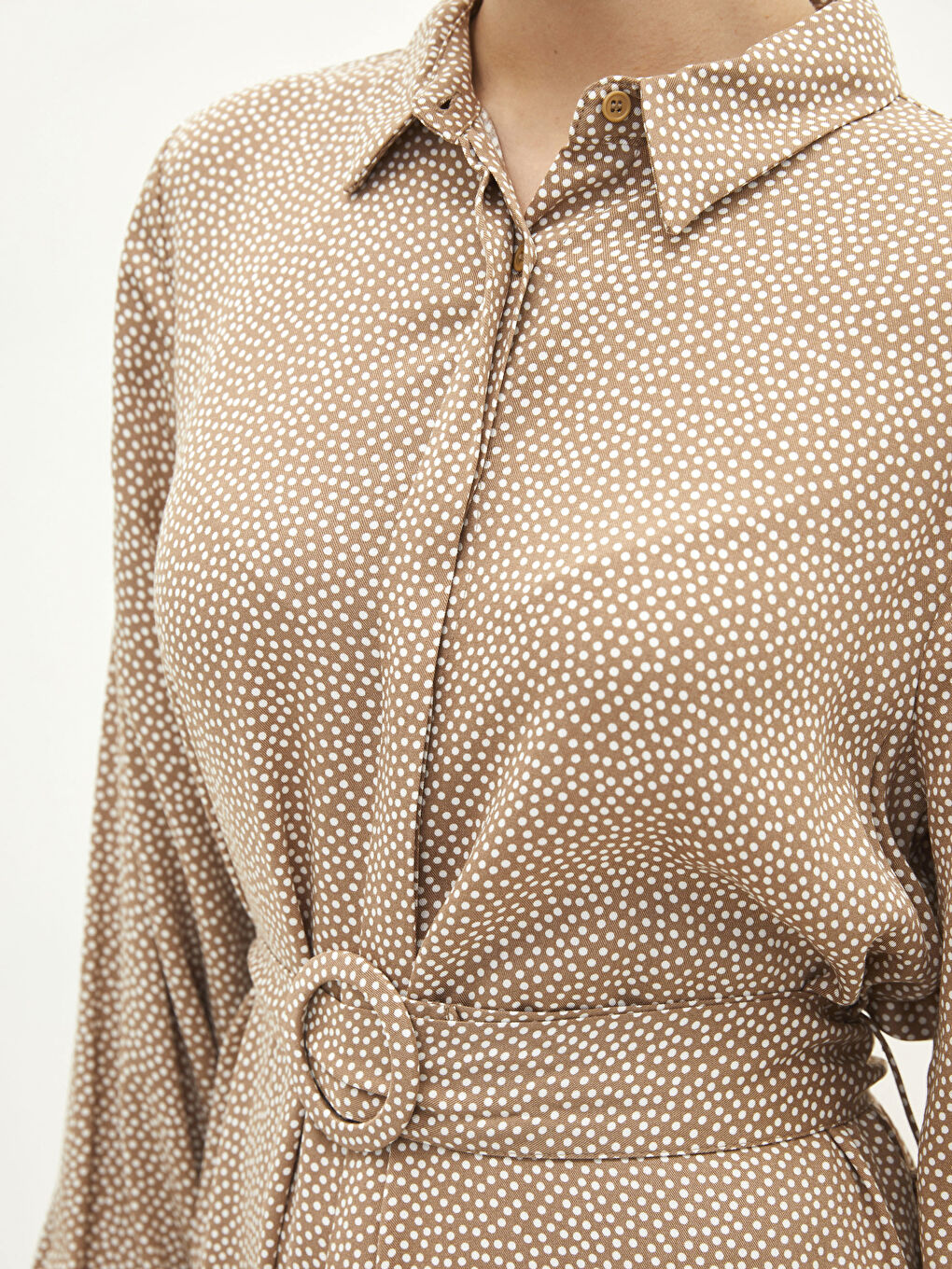 Košulja haljina sa tufnicama, dugim rukavima, od viskoze za žene-2