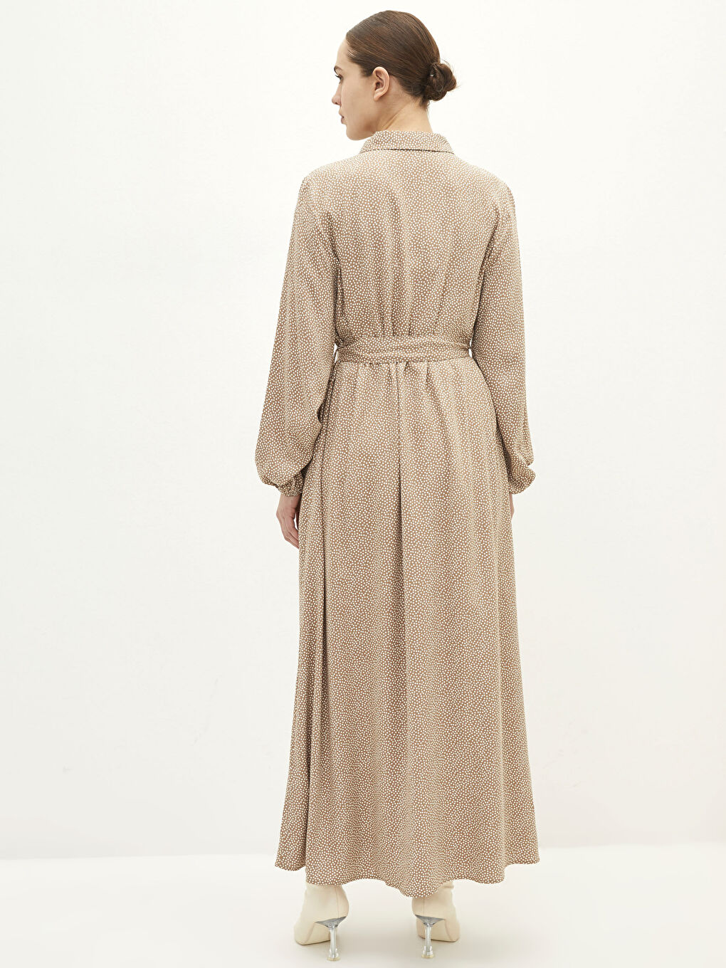 Košulja haljina sa tufnicama, dugim rukavima, od viskoze za žene-3