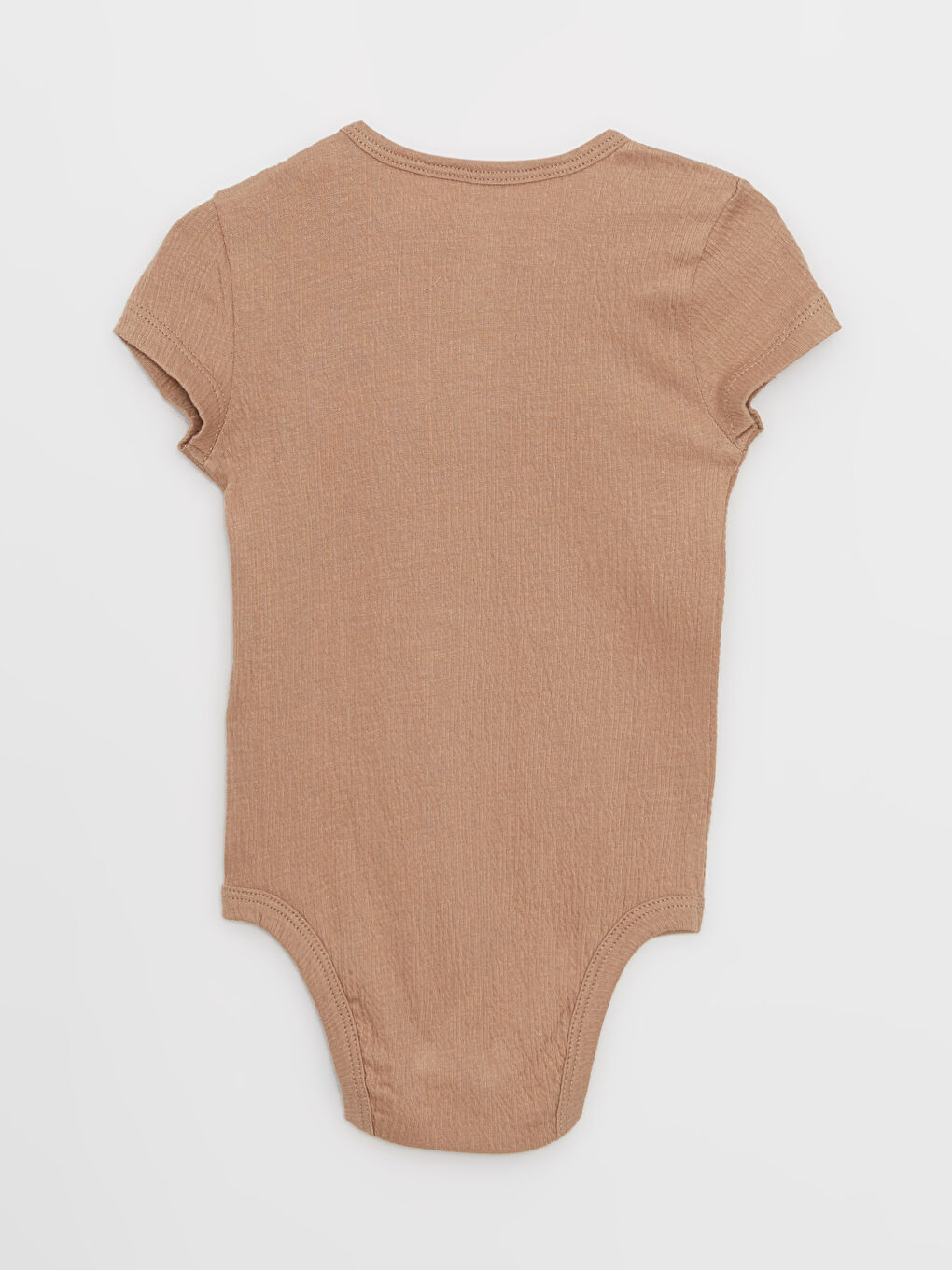 Kahverengi Bisiklet Yaka Kısa Kollu Basic Erkek Bebek Çıtçıtlı Bodysuit-2