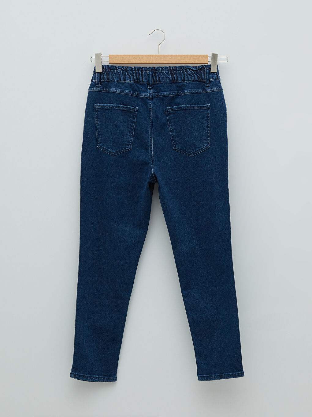 İndigo Büyük Beden Beli Lastikli Cep Detaylı Kadın Rodeo Jean Pantolon-6