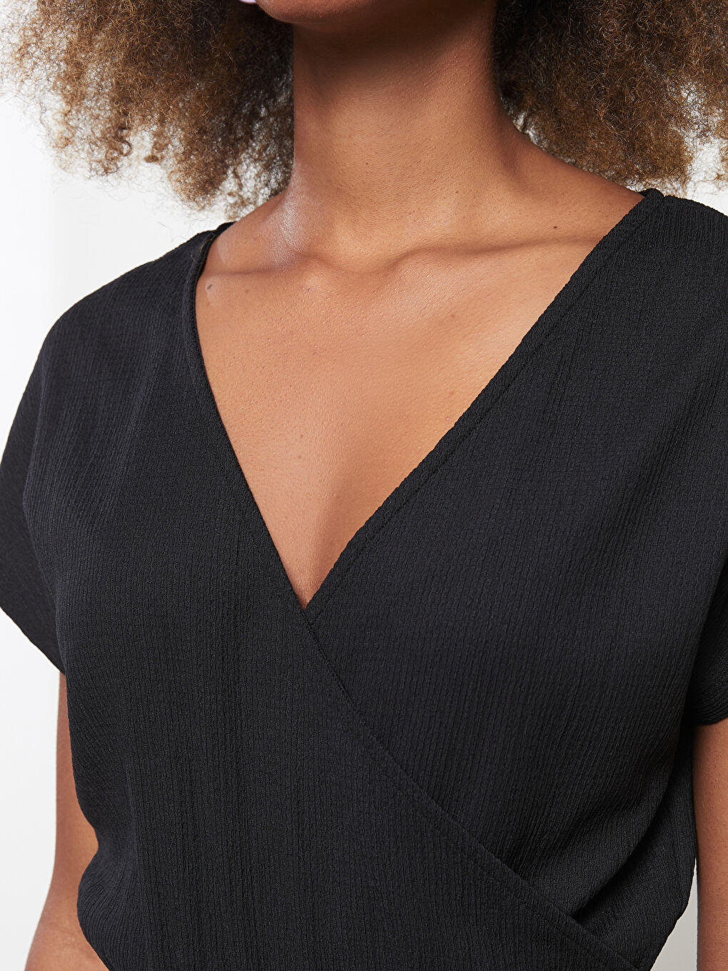 Double Breasted Plain Short Sleeve Women's Jumpsuit-3