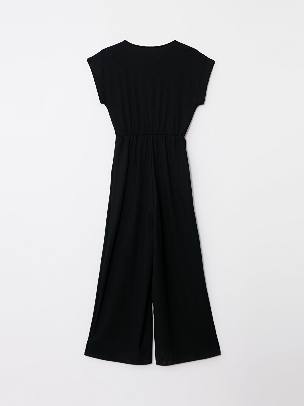 Double Breasted Plain Short Sleeve Women's Jumpsuit-6