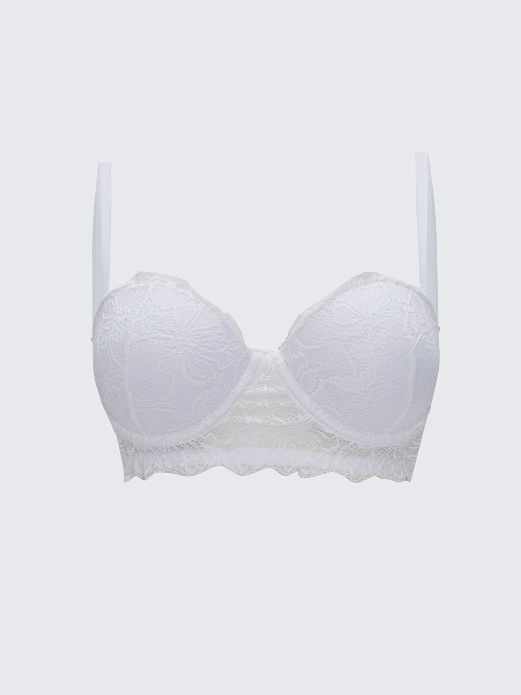 Beyaz Balenli Yarım Dolgulu Dantelli Fantezi Balkonet Sütyen