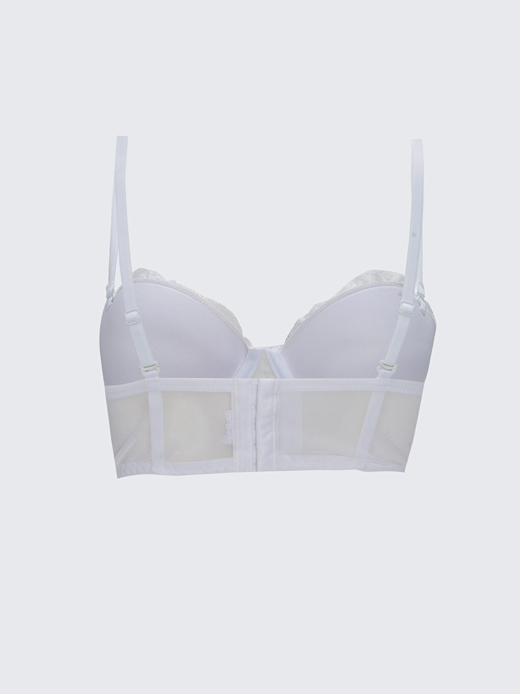 Beyaz Balenli Yarım Dolgulu Dantelli Fantezi Balkonet Sütyen-1