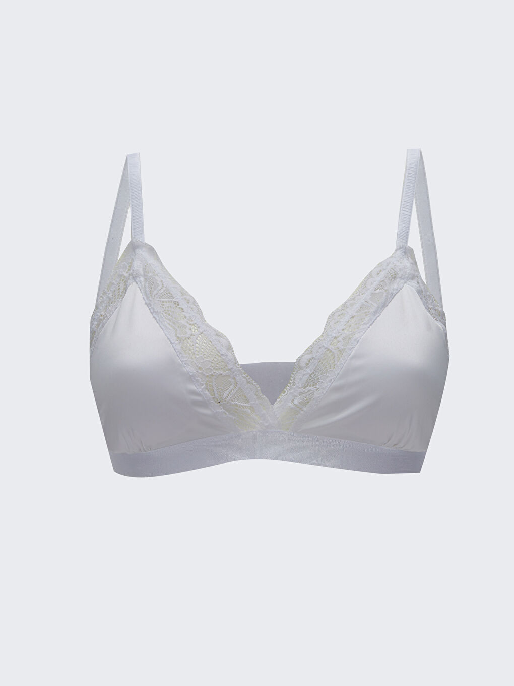 Beyaz Balensiz Dolgusuz Dantel Detaylı Saten Bralet Sütyen